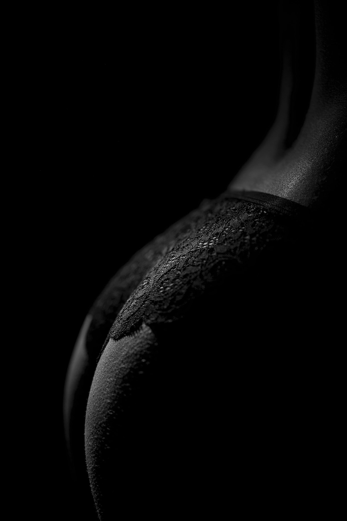 Kristian Dill Photographe Body Culotte Dentelle Clair Obscur Dos Fesse Noir