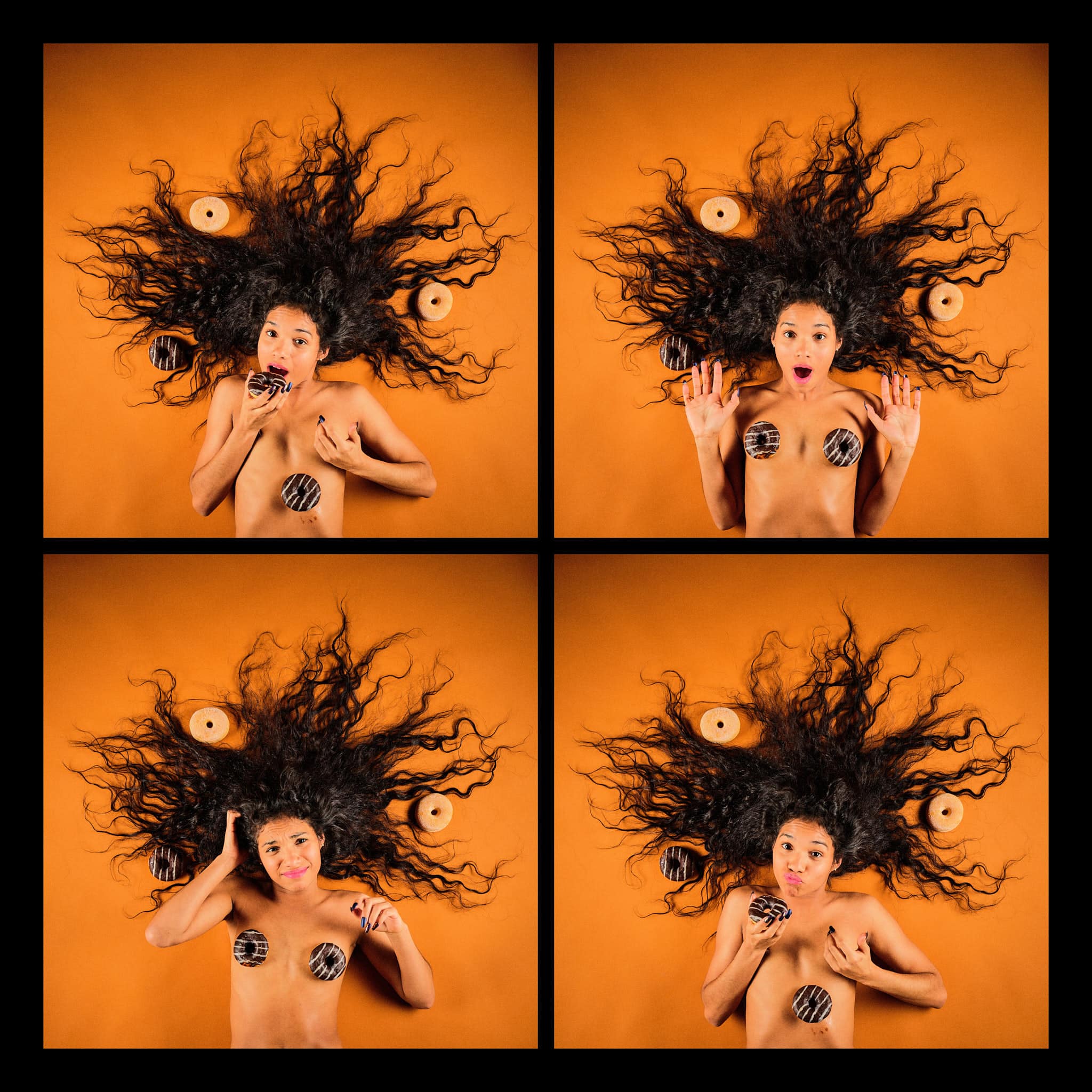 Kristian Dill Photographe Portrait Nu Donut Fun Expression Quadriptyque